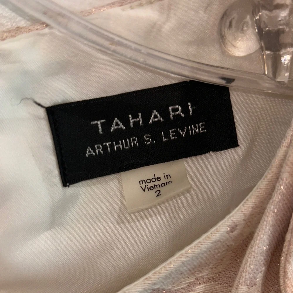 Tahari ASL Blush Jacquard Sheath Dress with Shoulder Bow - Picture 7 of 11